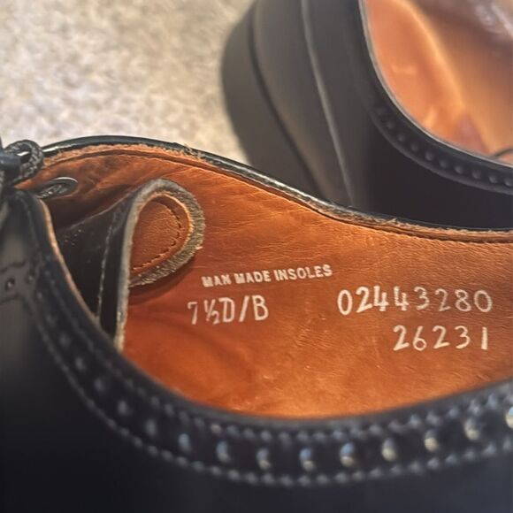 Vintage Men’s Bostonian Black Wing Tip Formal Dress Shoes Size 7.5 Made in USA - Picture 8 of 14